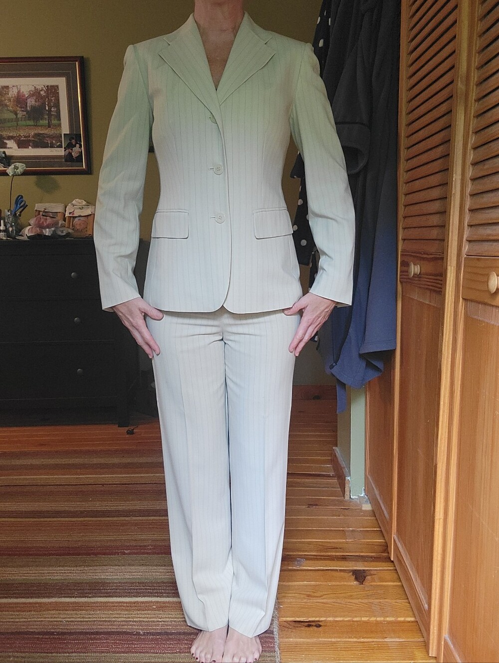 LOFT Cream Pinstripe Women's Pantsuit Separates